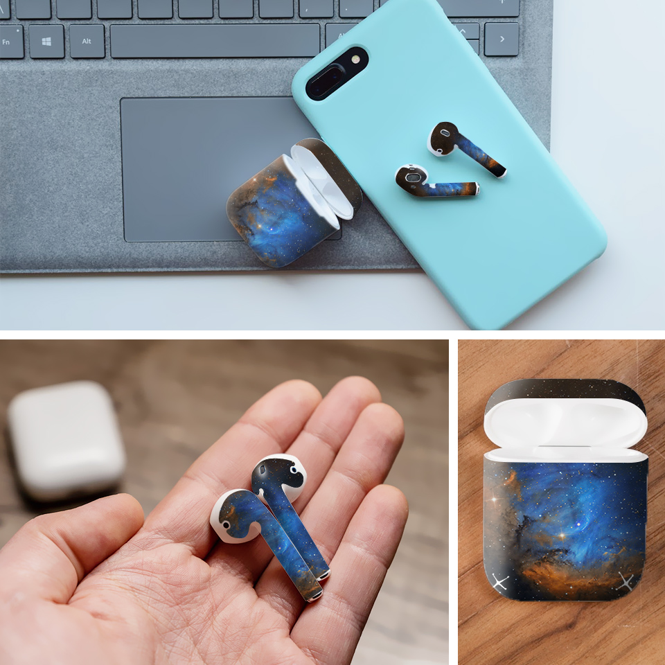 Miếng dán skin chống bẩn cho tai nghe AirPods in hình tinh vân Hoa uất kim hương - vutr008 (bản không dây 1 và 2)