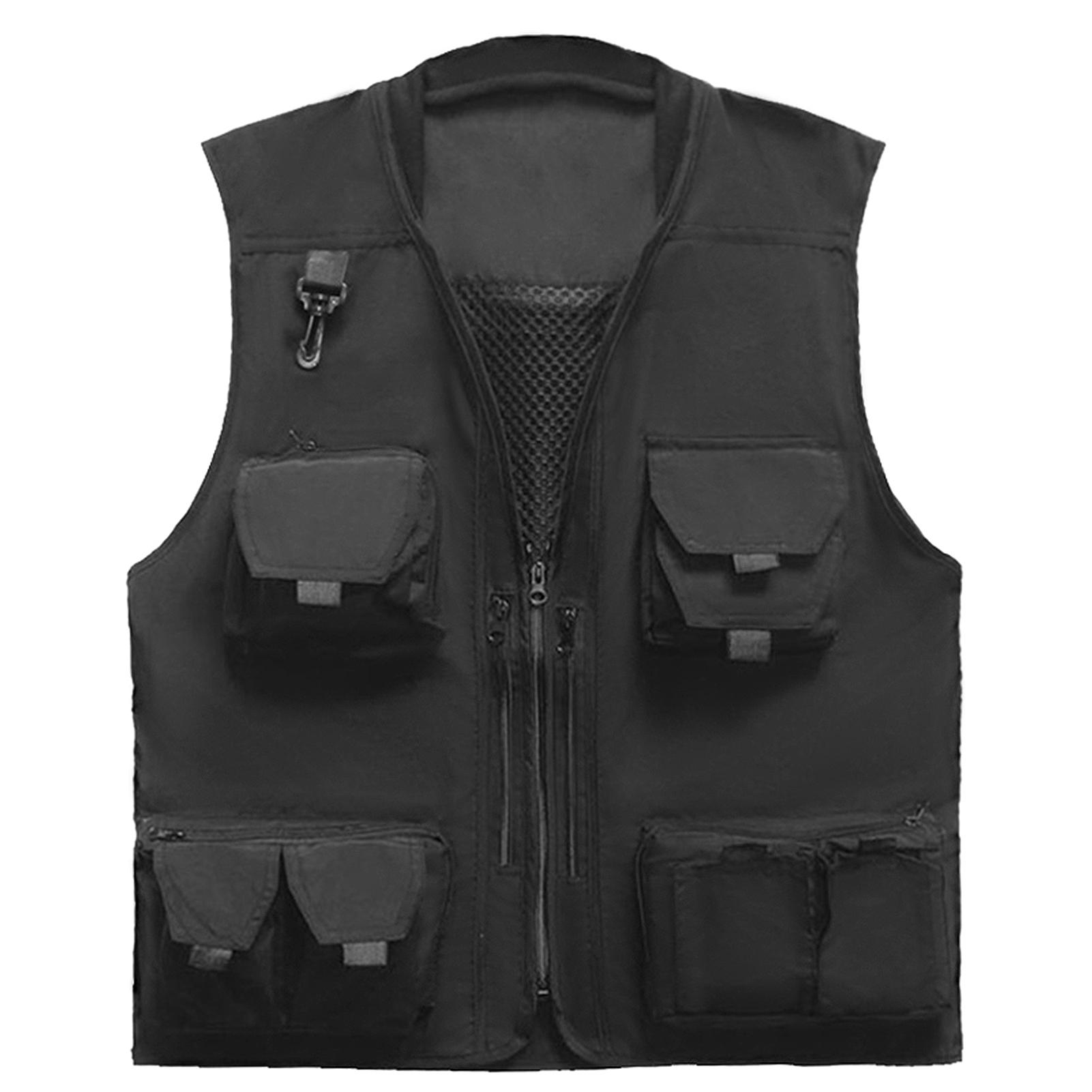 B16 Men Fishing Jacket with Detachable Back Quick Drying Multi-Pocket Work Vest Outdoor Travel Photo Cargo Vest Jacket
