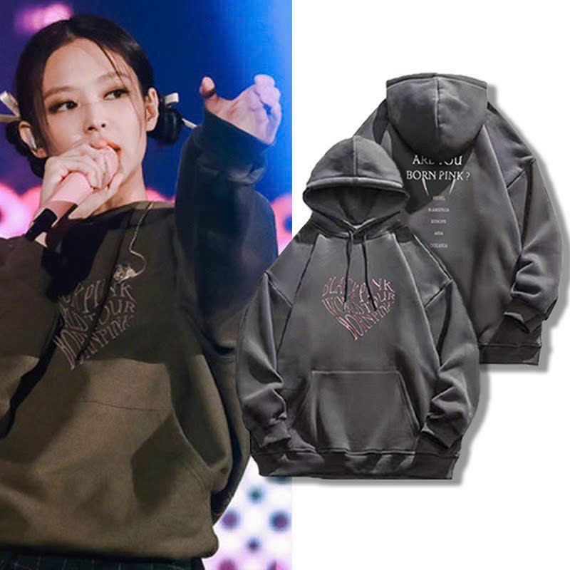 Áo hoodie trắng Blackpink Born Pink giống Rosé JISOO JENNIE LISA chất nỉ tay dài, áo khoác hoodie chống nắng cho team nhóm, áo hoodie cặp đôi