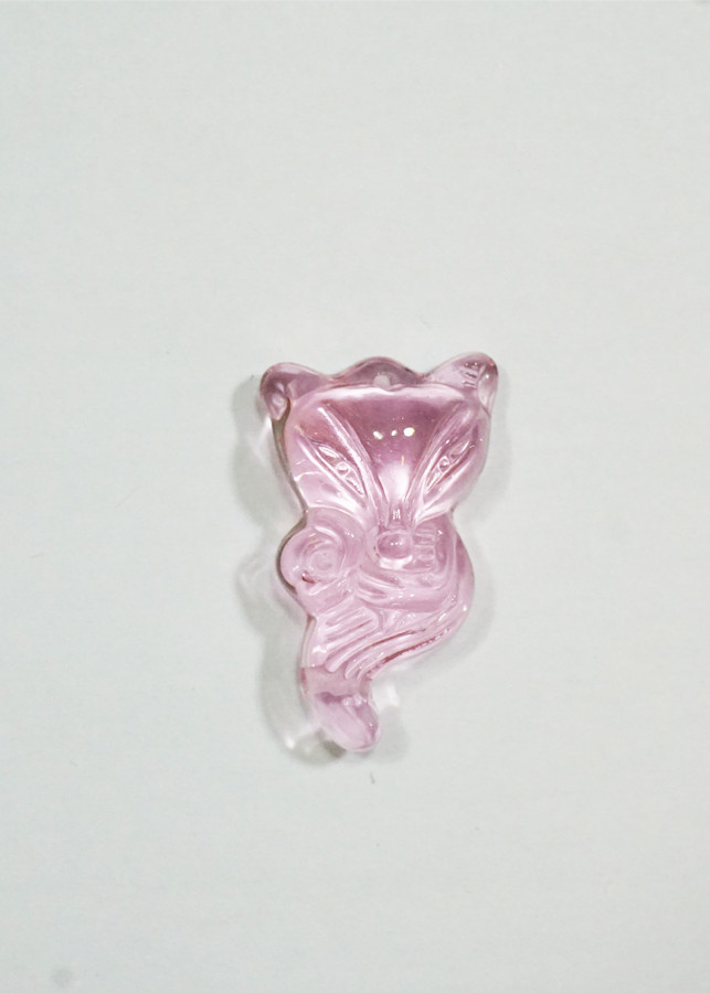 Mặt dây Hồ Ly yểu điệu ôm hoa hồng đá Topaz hồng - mạng Hỏa