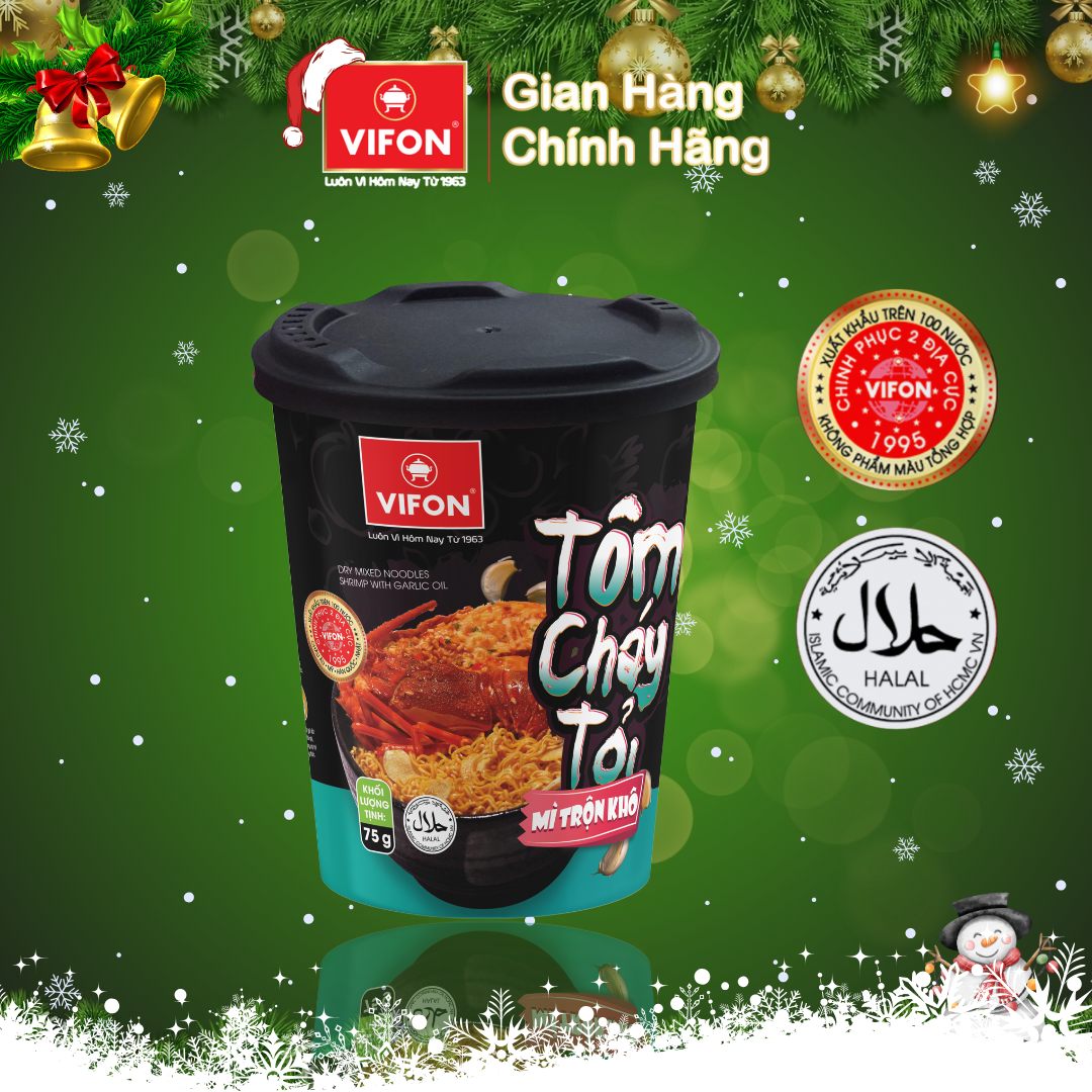 Thùng 24 Ly Mì Trộn Tôm Cháy Tỏi VIFON (75gr/ Ly)