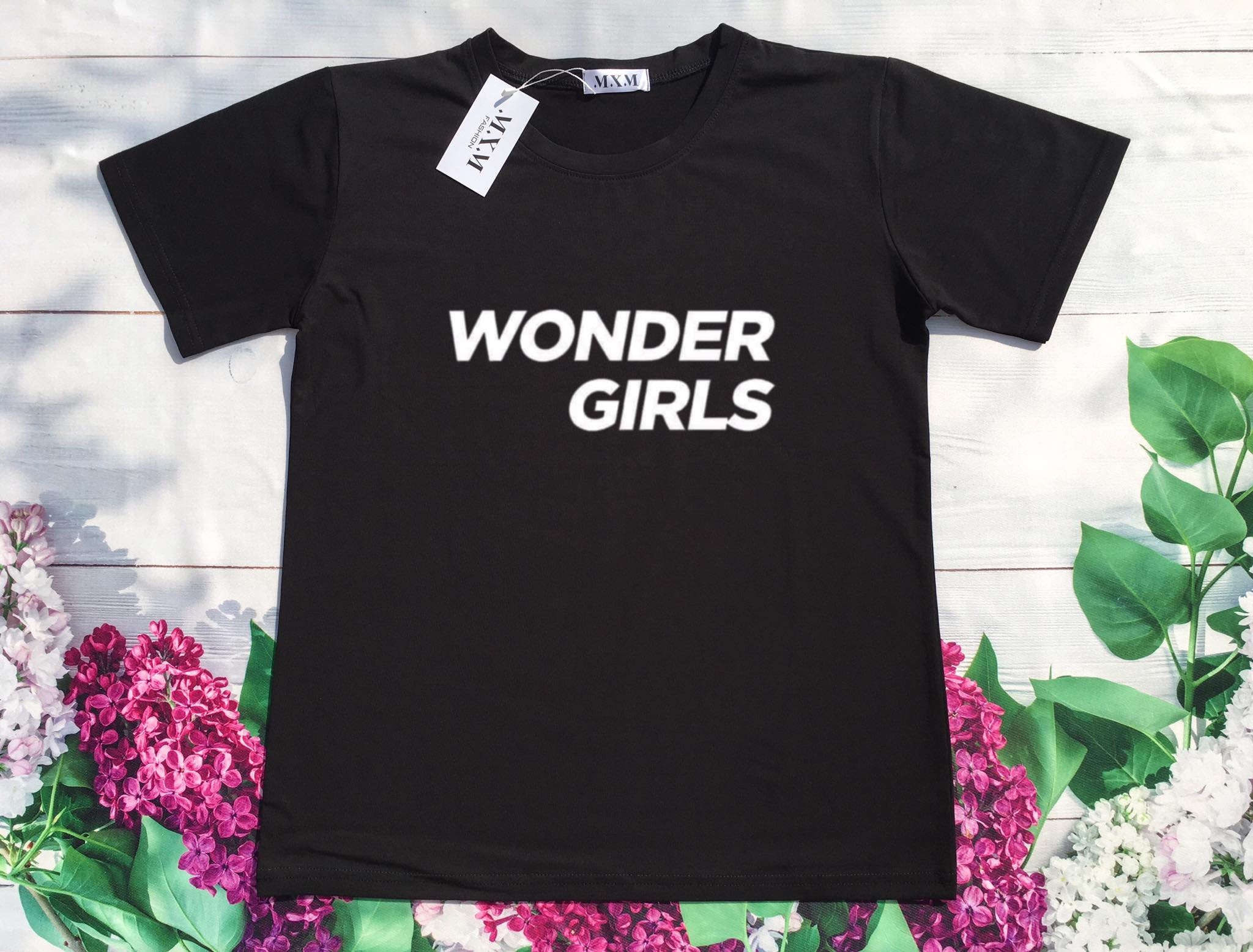 Áo thun nữ cổ tròn form rộng in chữ Wonder Girls thun cotton 4 chiều ( ANU021 )