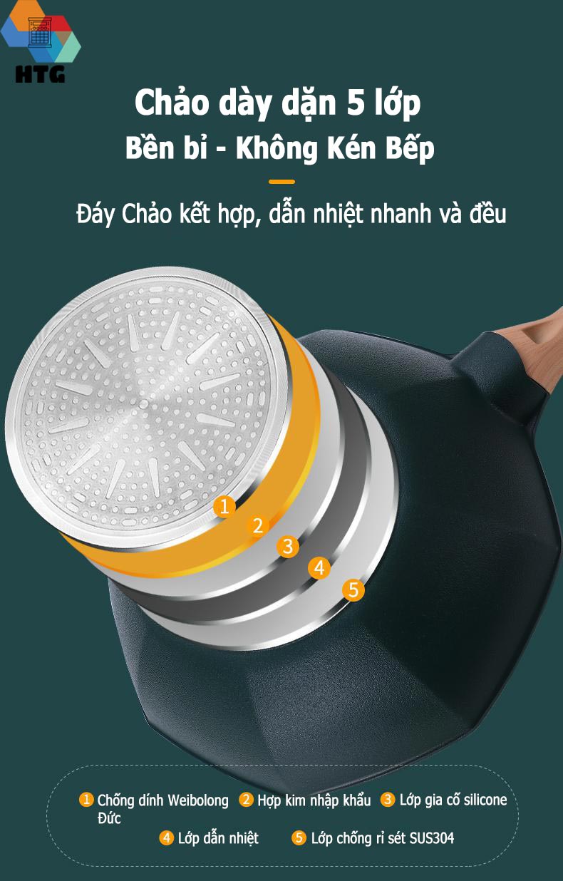 Chảo chống dính Kata CX32 dạng sâu lòng Sao Hồi siêu lớn 32cm, tráng mịn, không kén bếp, sử dụng được với bếp từ, hàng chính hãng