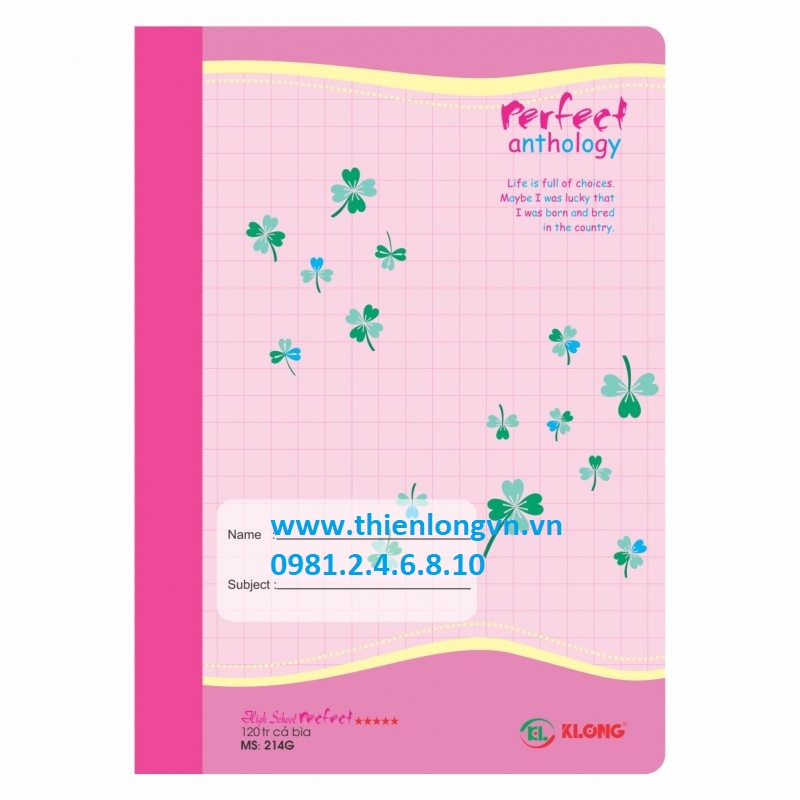 Vở kẻ ngang HighSchool Perfect - 120 trang; Klong 214 bìa hồng