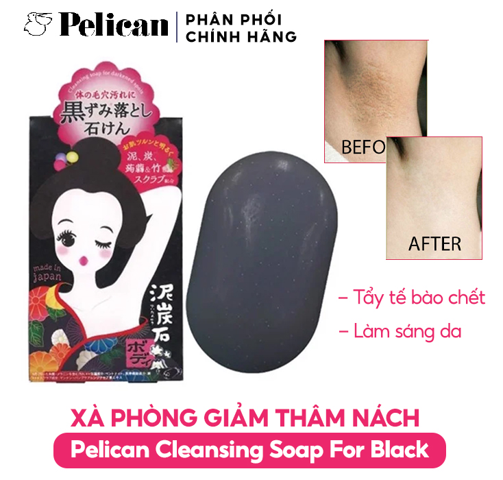 Xà Phòng Hỗ Trợ Mờ Thâm Nách Pelican Cleansing Soap For Black Spots 100g [che tên sp khi giao hàng]