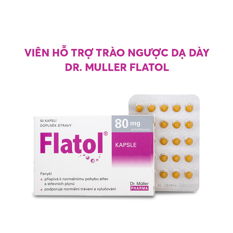 Viên hỗ trợ trào ngược dạ dày Flatol Dr Muller giảm đầy hơi, co thắt ruột, hỗ trợ tiêu hóa