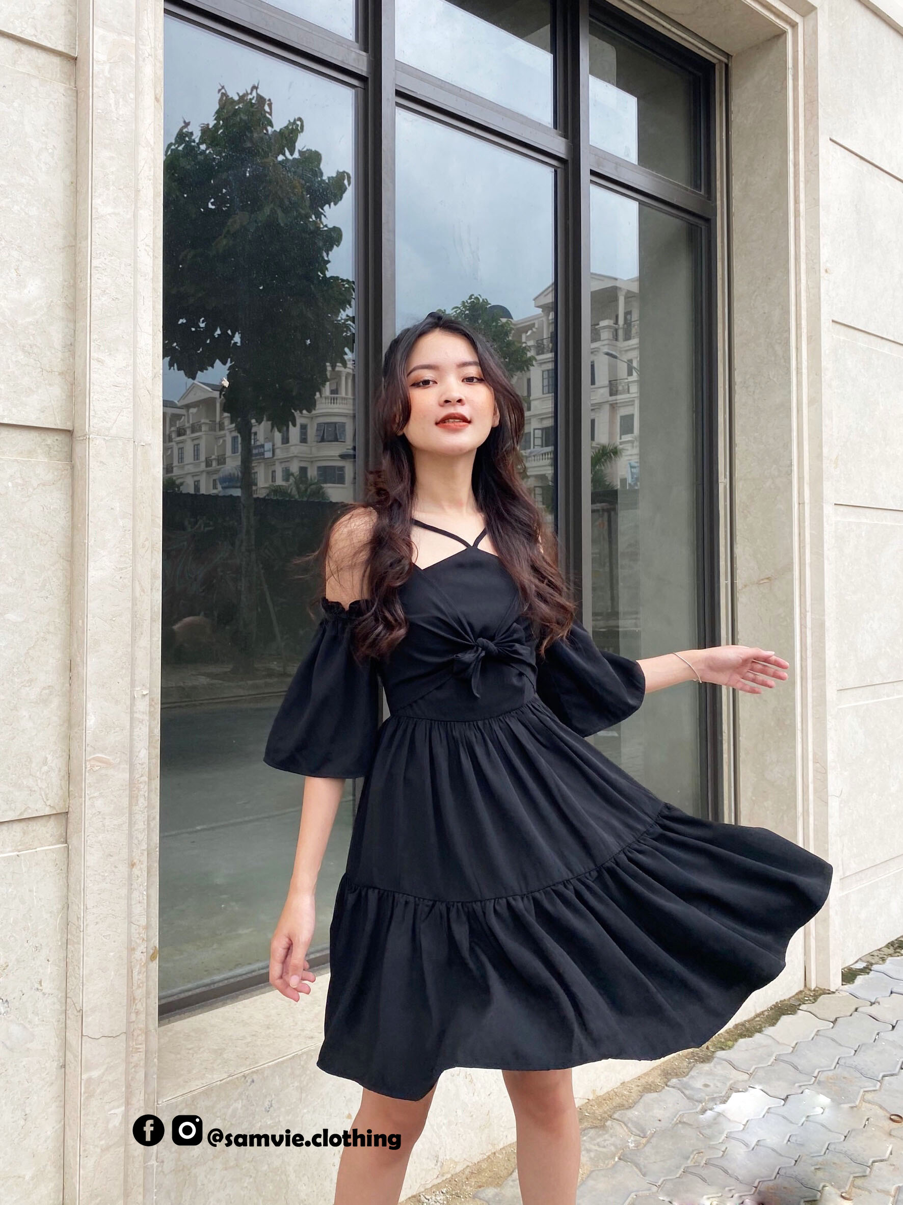 Đầm dây hở vai cá tính Samvie