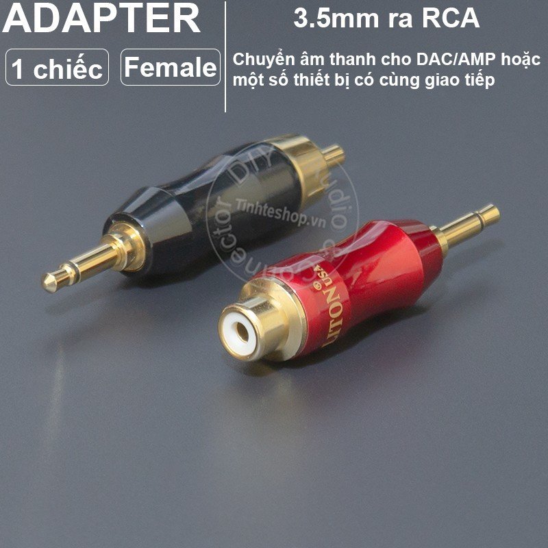 Giắc chuyển 3.5 mono đực sang AV RCA cái dùng cho DAC AMP Fiio Chord Mojo Kaiyin .v.v. - DIY 3.5mm Male to RCA Female Adapter