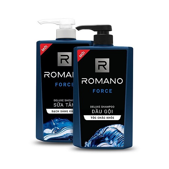 Bộ Romano Force: Dầu gội 650g, sữa tắm 650g, xịt khử mùi 150ml,lăn khử mùi 50ml +Tặng kèm nước hoa bỏ túi 18ml