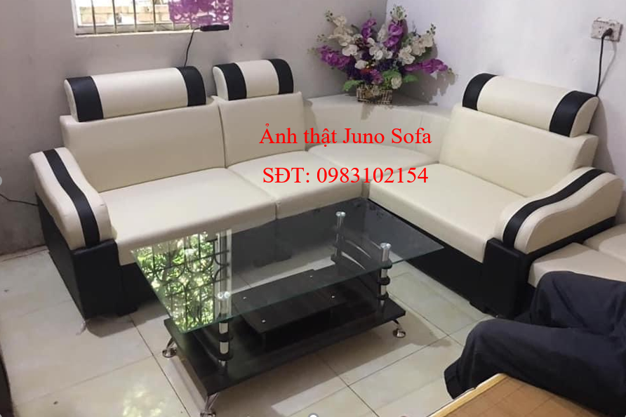 Sofa da  2m5 x 1m5  Bidata Juno Sofa ghép góc tùy ý kèm bàn kính