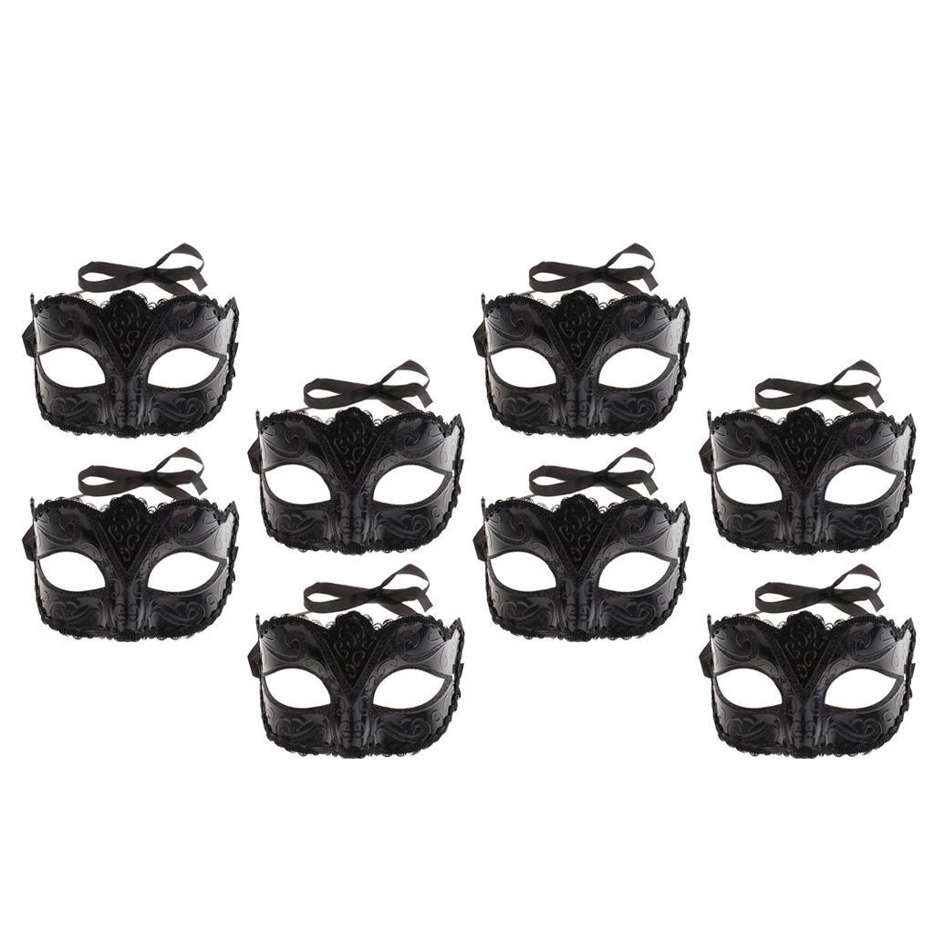 8pcs Masquerade Mask for Women Shiny Plastic Mask Party Porm Ball Mask Free Lace Mask Costume
