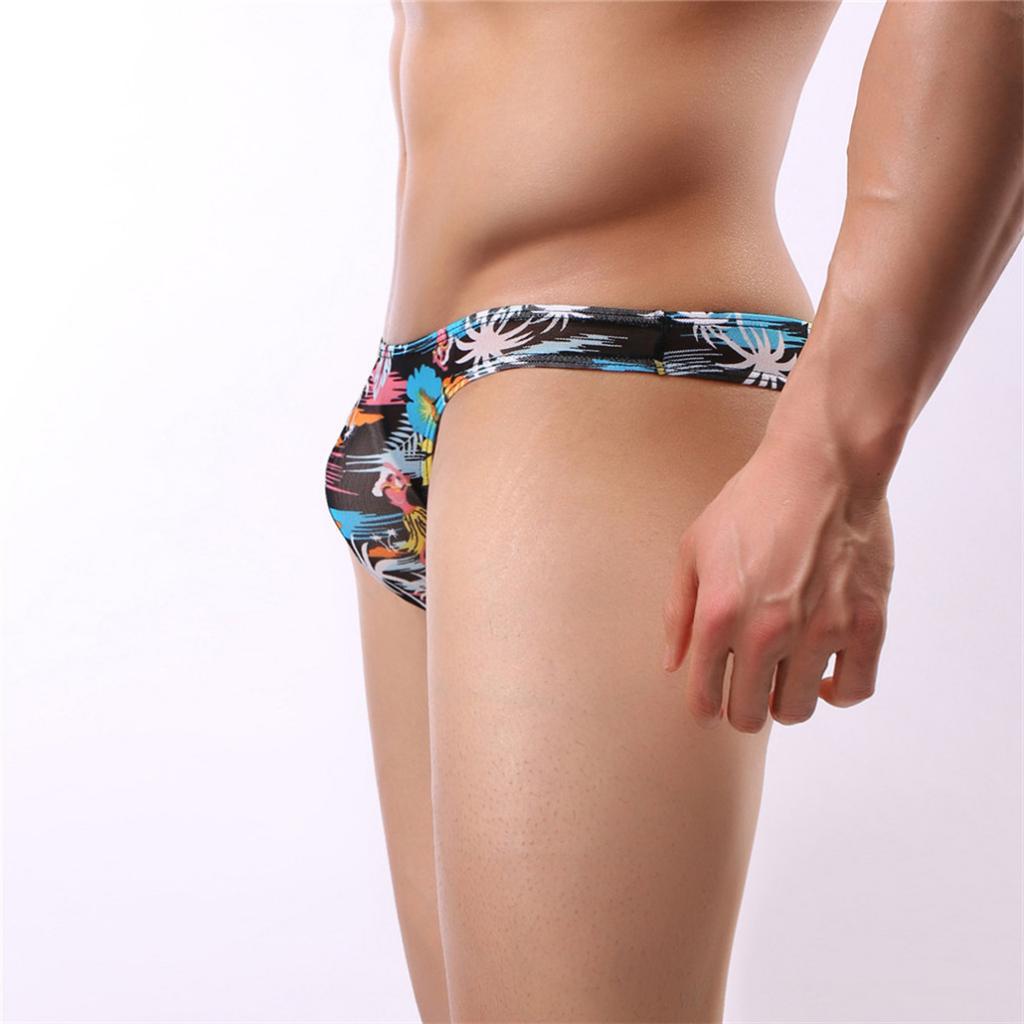 Men Low Rise Floral Comfy G-string Briefs Jockstrap Thongs Underwear