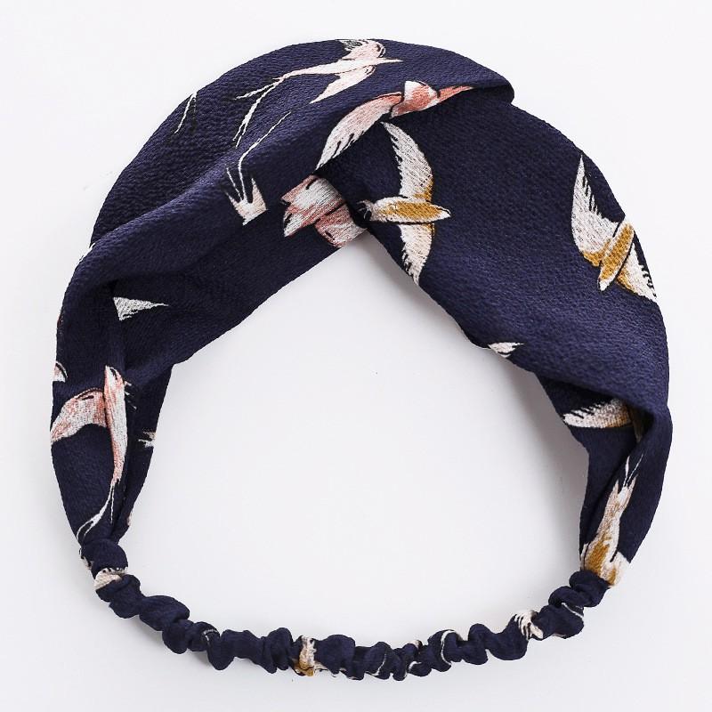 Băng đô nữ chiffon họa tiết chim yến đơn giản dễ phối đồ