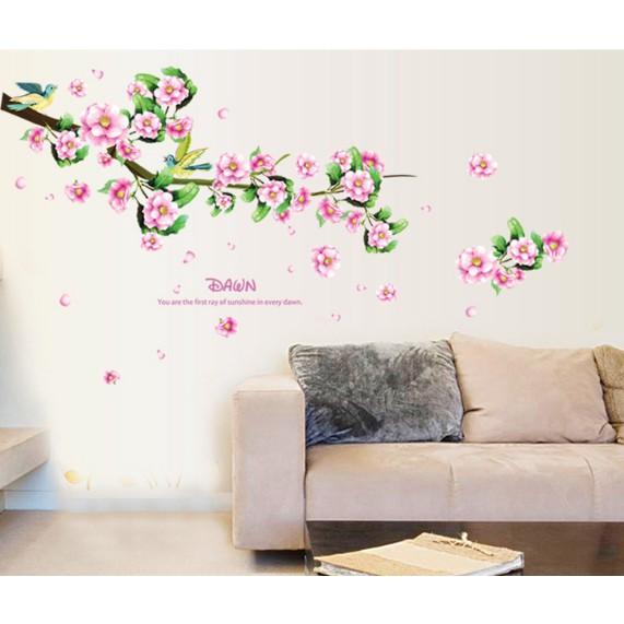 Decal trang trí Hoa Đào hồng xinh đẹp