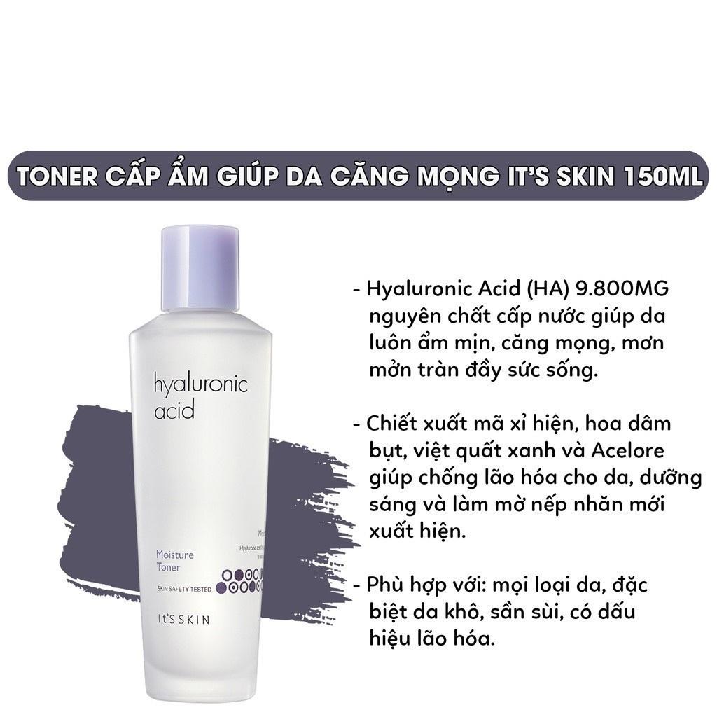 Nước hoa hồng dưỡng ẩm sâu cho da It's Skin Hyaluronic Acid Moisture Toner Hàn Quốc 150ml