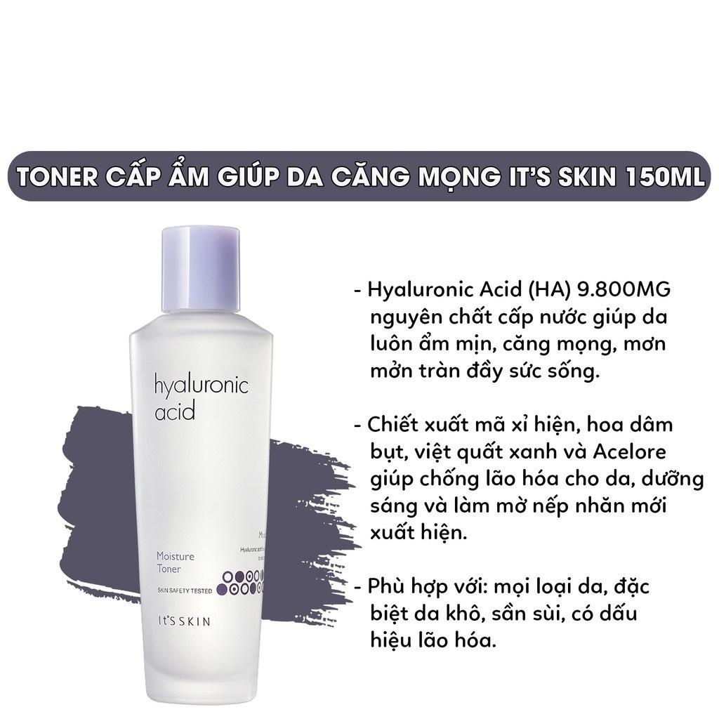 Nước hoa hồng dưỡng ẩm sâu cho da It's Skin Hyaluronic Acid Moisture Toner Hàn Quốc 150ml