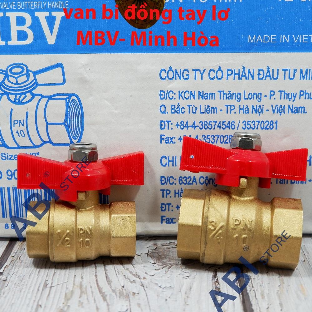 Van bi đồng tay bướm (tay lơ) MBV Minh Hòa dn15(1/2''), dn20(3/4'') Việt Nam cao cấp