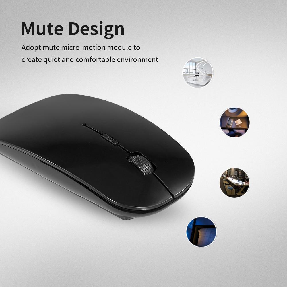 2.4G Wireless Mouse Portable Ultra-thin Mute Mouse 4 Keys Wireless Optical Mouse 1600DPI for   Desktop Computer Laptop