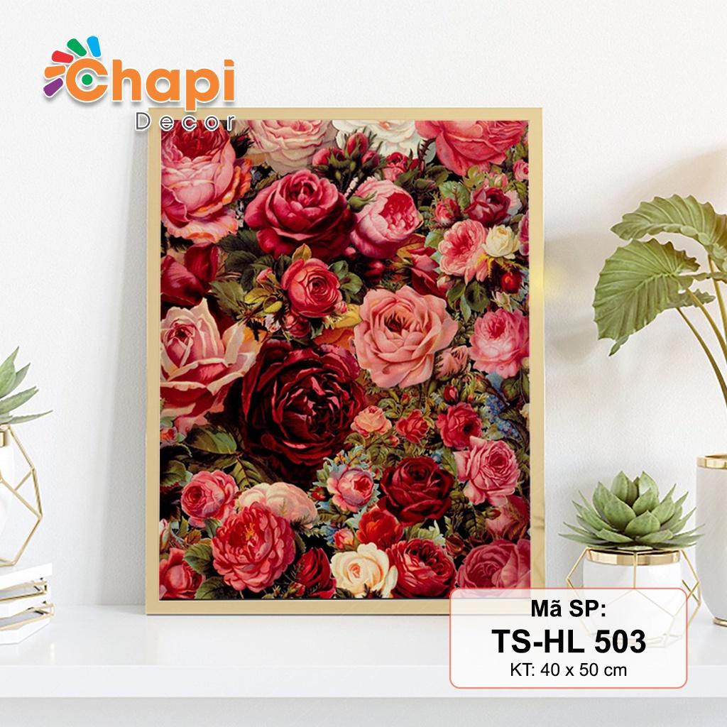 Tranh tô màu số hóa Chapi Hoa Hồng Hot Trend KT 40x50cm đã căng khung, Có dầu bóng | Chapi Decor