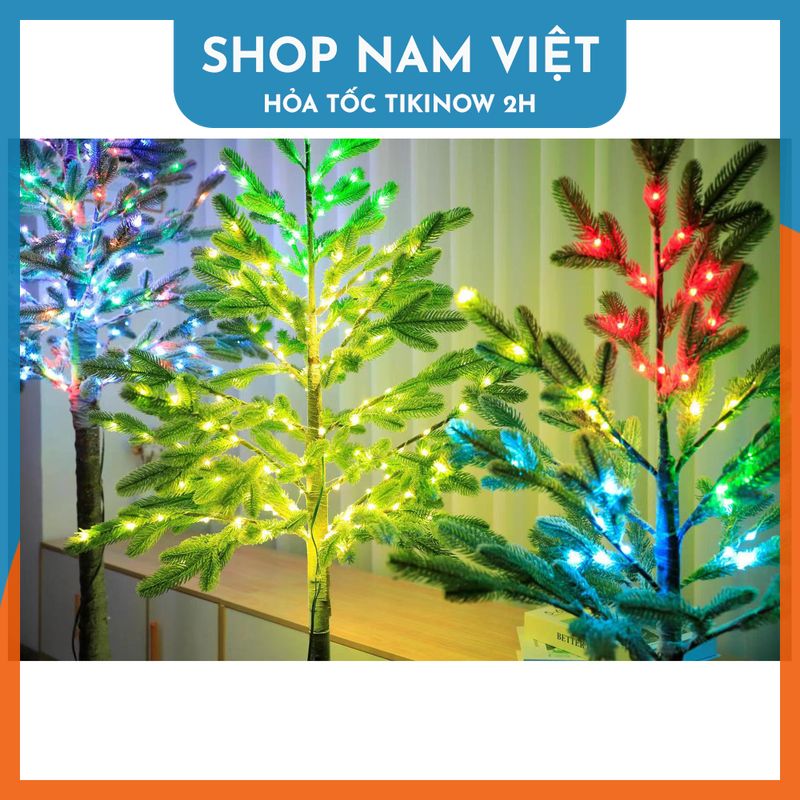 Cây Thông Noel Phủ Tuyết Có Đèn Led RGB Trang Trí Giáng Sinh, Có Thể Gấp Gọn, Kèm Remote