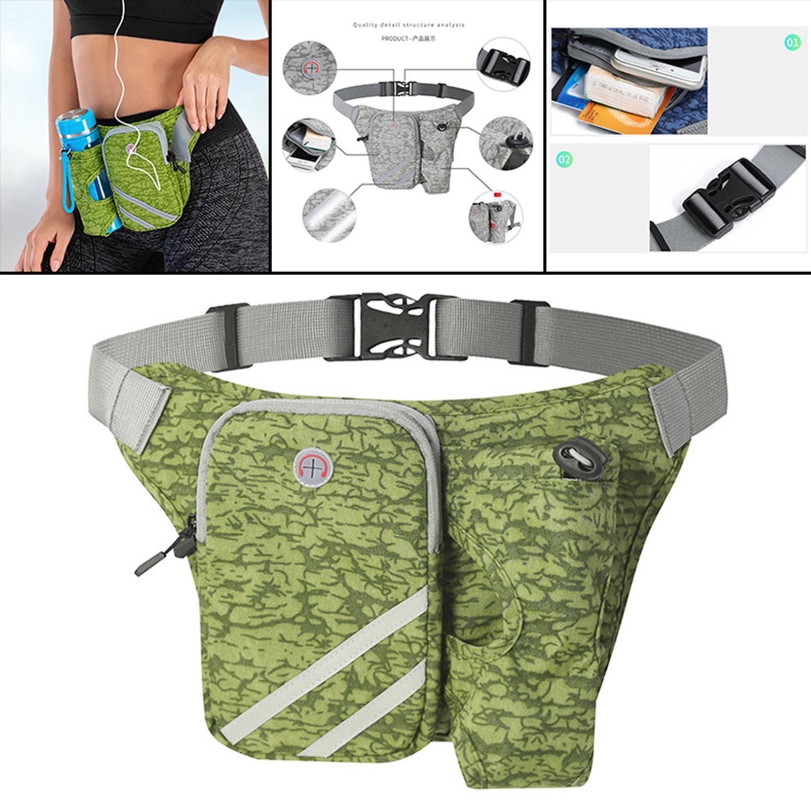 Running Belt Fanny Pack, Adjustable Running Waist Pack Bag with Water Bottle Holder, Unisex Sport Pouch Belt for Fitness Jogging Hiking Travel