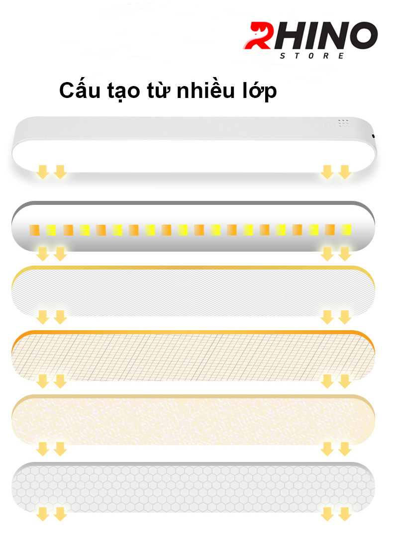 Đèn học LED 3 ánh sáng bảo vệ mắt chống cận, tích điện cảm ứng Rhino L301 dán tường, điều khiển từ xa đa năng làm việc, để bàn học - Hàng chính hãng