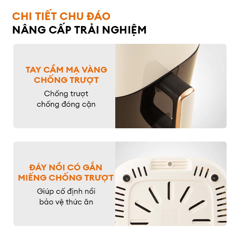 Nồi chiên không dầu màu Pastel Gaabor AF50T-WH01A dung tích 5 lít công suất mạnh 1400W - Hàng chính hãng
