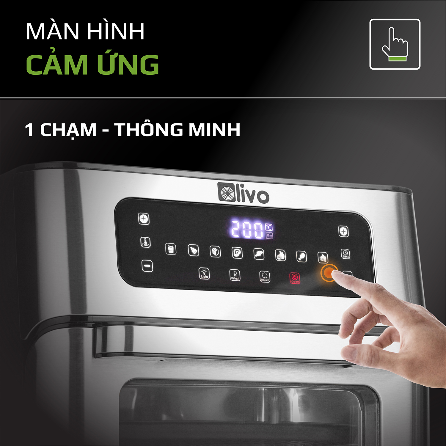 Nồi Chiên Không Dầu OLIVO AF 12 [Hàng Chính Hãng] Dung Tích 12L - Công Suất 1800W