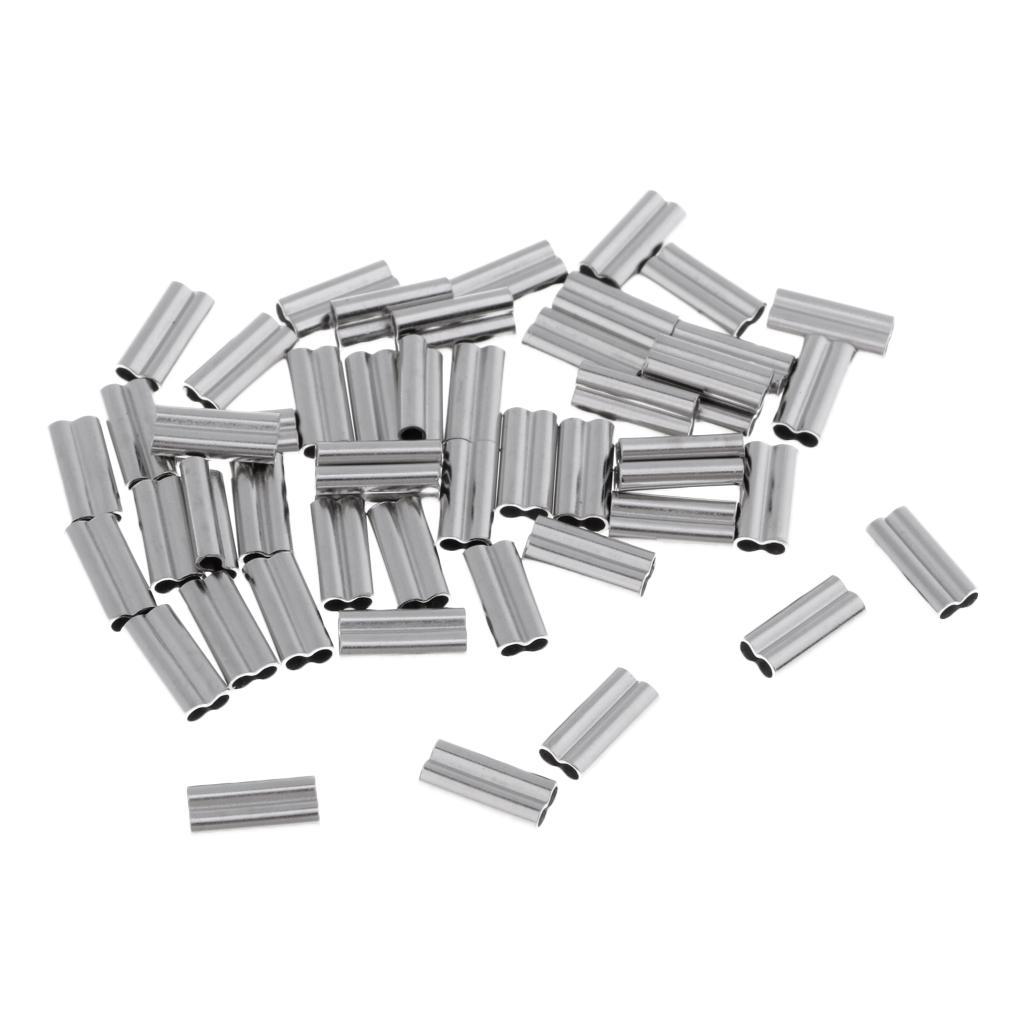 50pcs Copper Fishing Double Barrel Crimp Sleeves Carp Fishing Accessories High Strength Corrosion Resistant