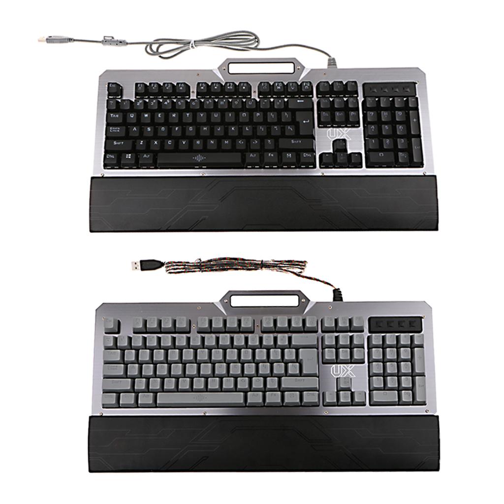 104 Keys Ergonomic Backlit Gaming Mechanical USB Wired Keyboard Blue Switch
