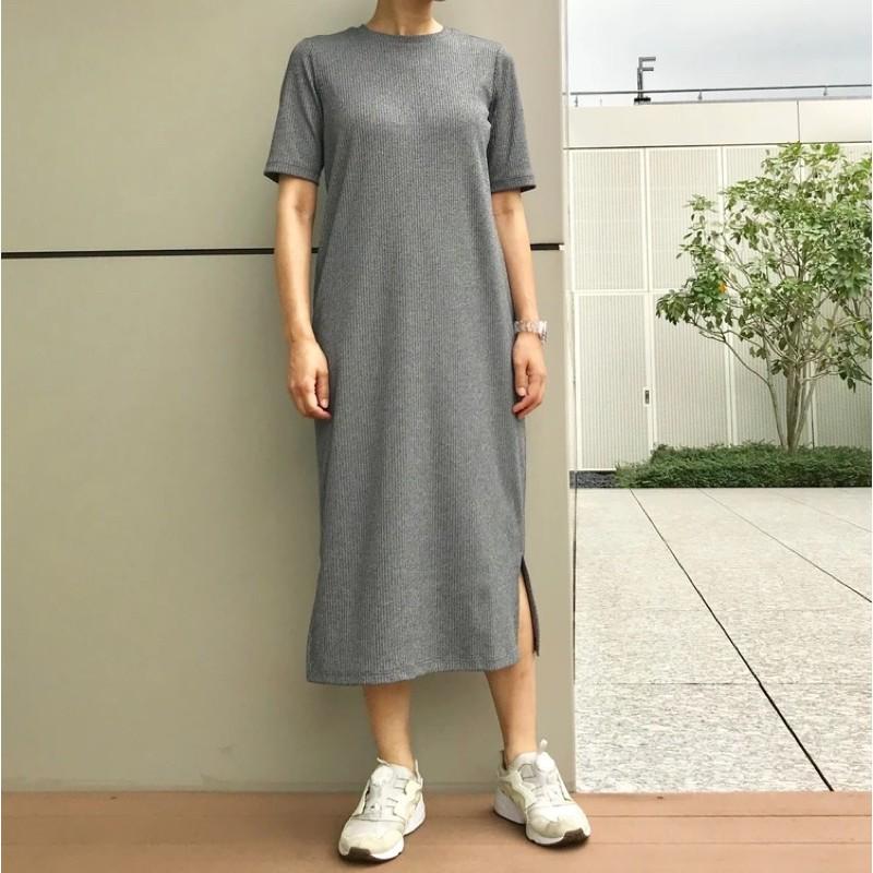 Đầm midi thun gân xuất nhật