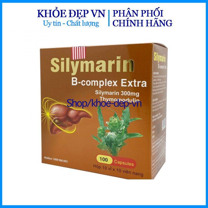 FREESHIPBổ gan Silymarin B-complex Extra giải độc gan, hạ men gan - Hộp 100 viên