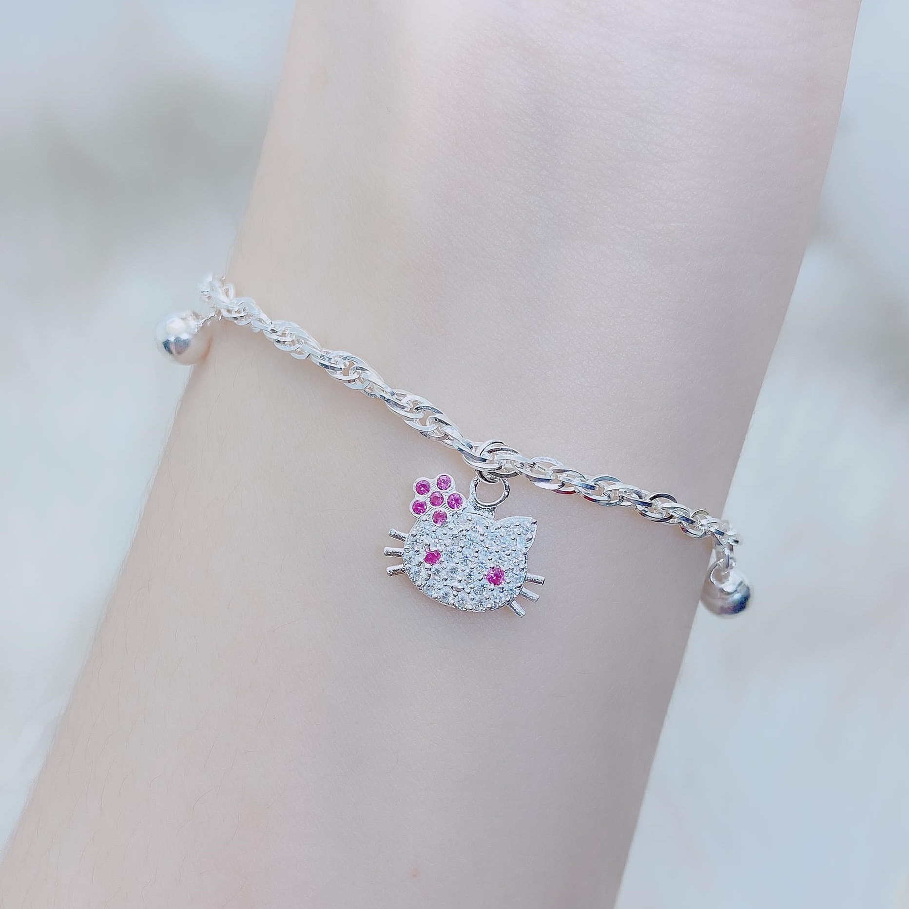 Bộ trang sức bạc trẻ em mèo Kitty MS26