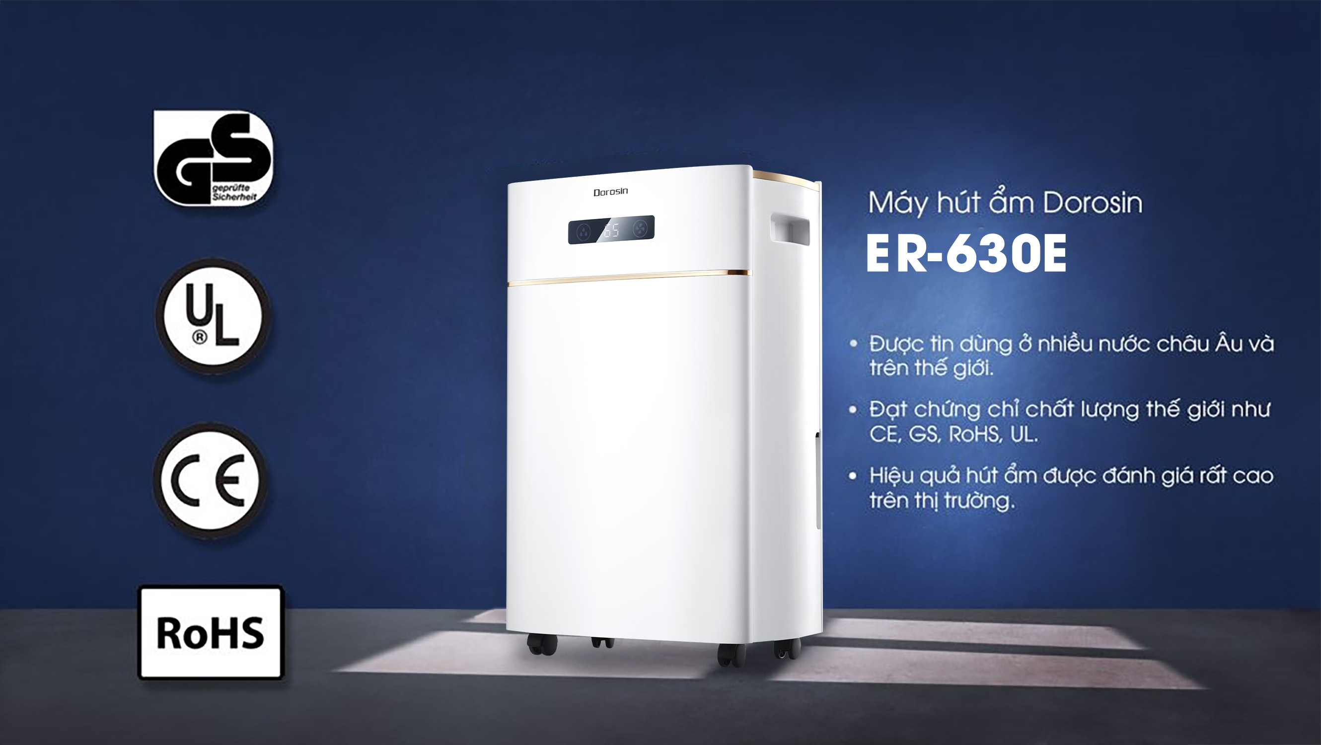 Máy hút ẩm gia dụng chính hãng Dorosin 630E /Công suất hút ẩm 30 lít /ngày/ Cảm ứng điện tử thông minh