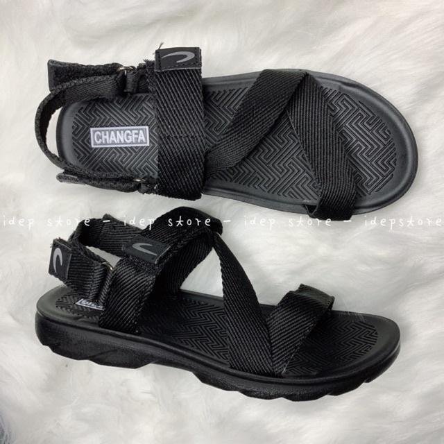 Giày sandal unisex quai chữ Z Đen cao cấp GL034 - Xăng đan quai dù SH9 nam nữ đế PU siêu bền IDEP