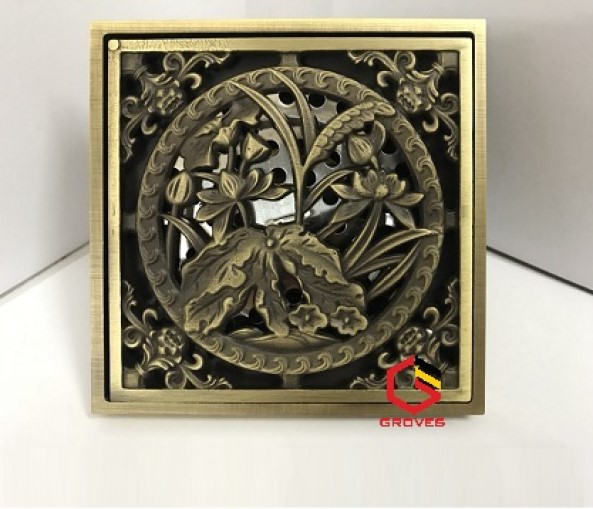 Thoát sàn chống mùi hôi đồng cổ GTS-Lotus (100x100 mm)