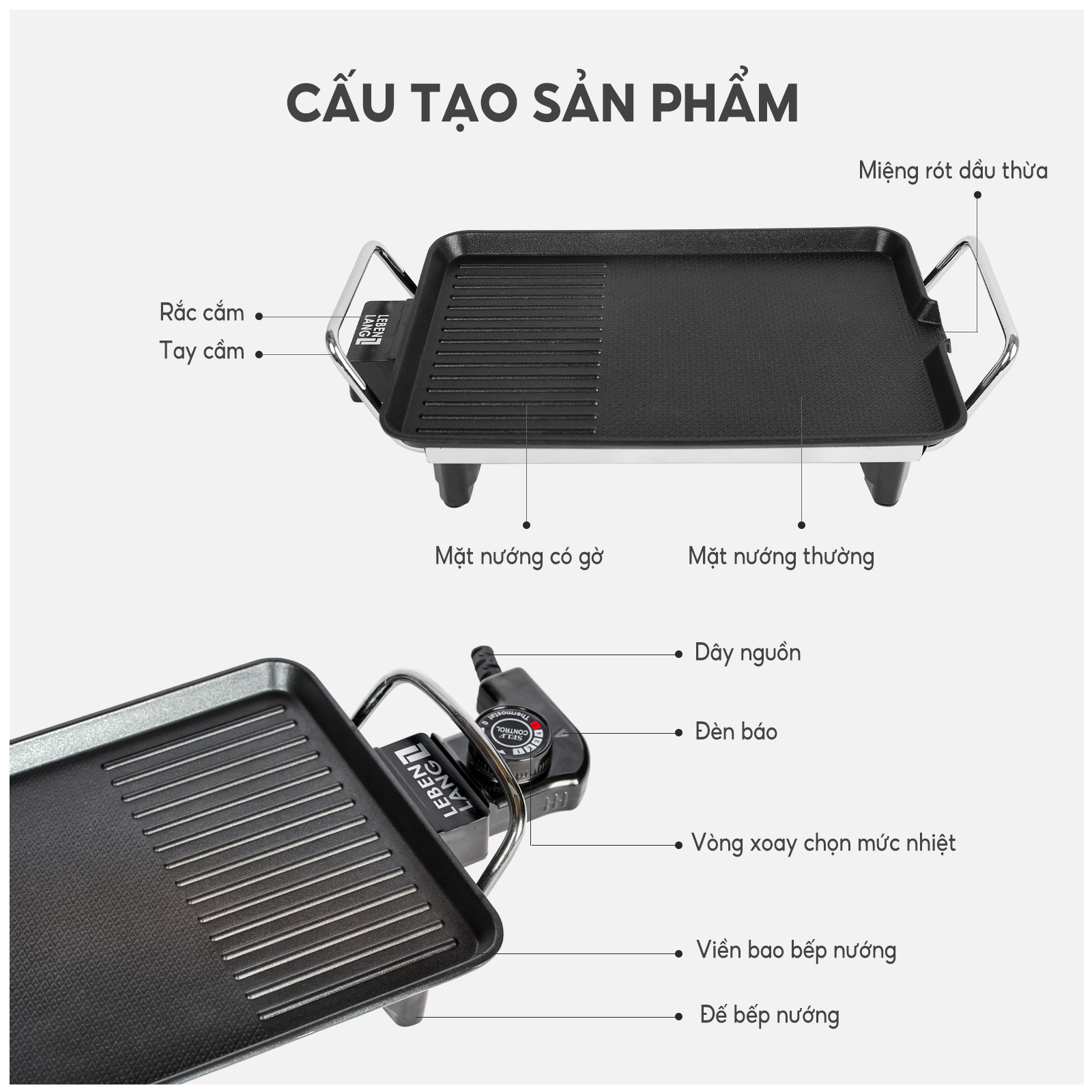 Bếp nướng điện không khói mini Lebenlang LBEE6758 - hàng chính hãng