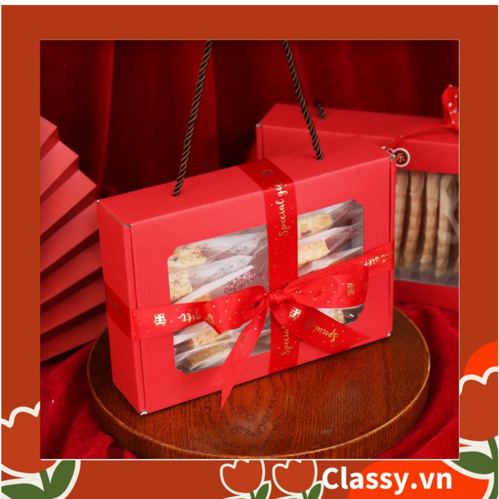 Ruy băng Classy vải sợi poly dài 01MÉT, dệt chữ chủ đề lễ hội, màu đỏ Q958