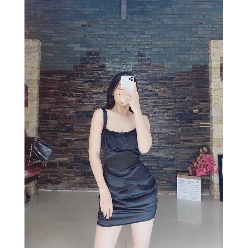 Đầm satin hình thật