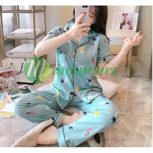 Bộ đồ ngủ, Pijama cộc tay quần dài mềm mịn, siêu dễ thương