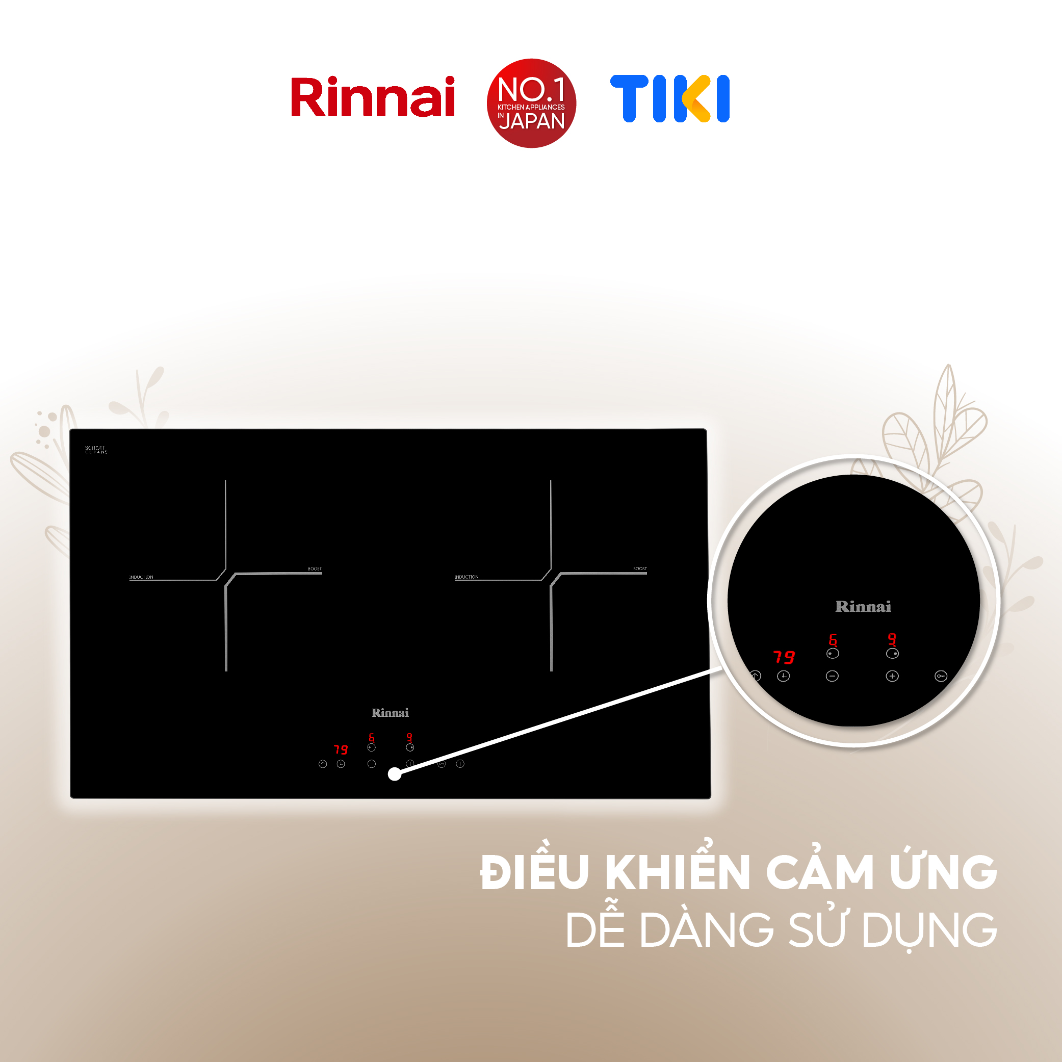 Bếp từ Rinnai RB-7012H-CB mặt kính Schott 2900W - Hàng chính hãng.