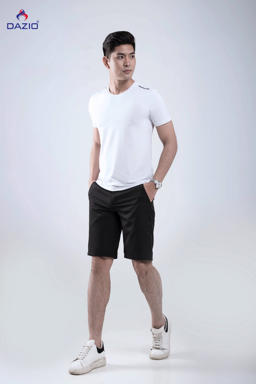 Áo thun nam DAZIO trắng cotton mát lạnh, áo T-shirt form SlimFit C-01