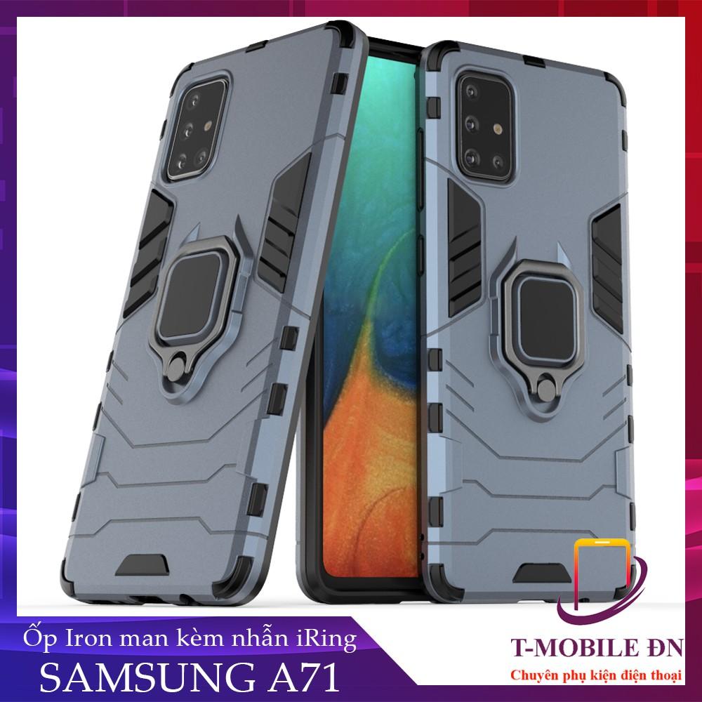 Ốp lưng cho Samsung A71 iron man chống sốc kèm nhẫn xoay chống xem video bảo vệ camera