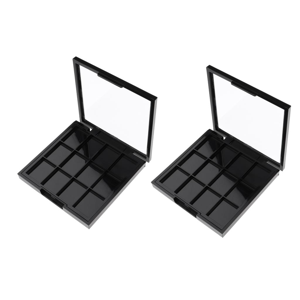 2pcs Empty Makeup Eyeshadow Palette Blusher Lipgloss Powder DIY Case 12 Grid