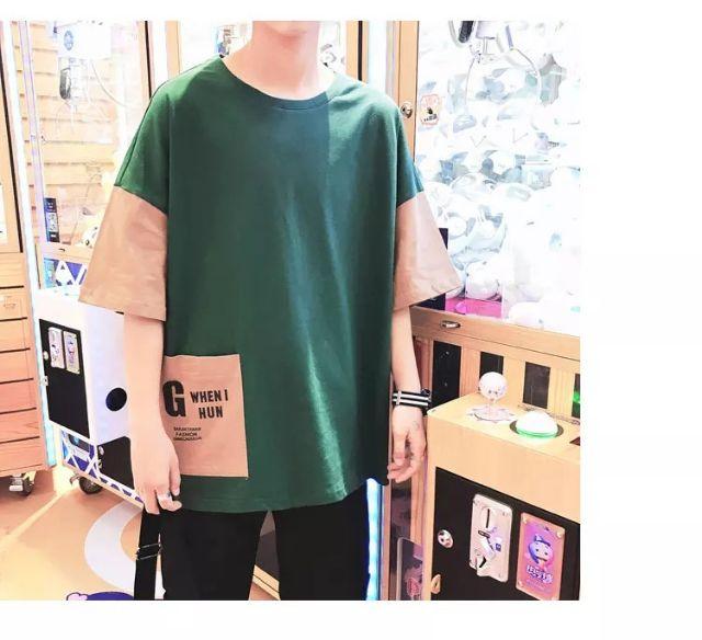 ÁO THUN TAY LỠ FORM RÔNGN PHỐI TAY VÀ TÚI