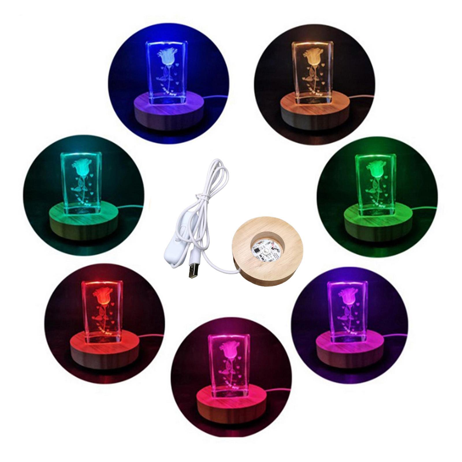 Set of 2 LED Night Light Base Acrylic Display Holder Lamp for Crystals Lights