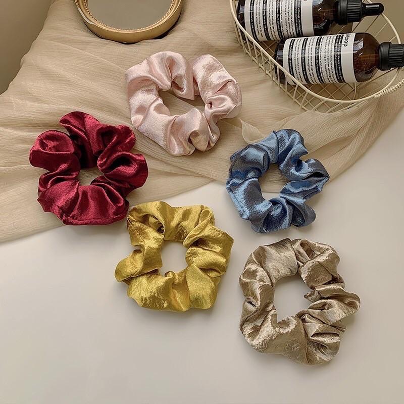 Scrunchies Thun Cột Tóc Nhung Xinh Xắn Phong Cách Hàn Quốc