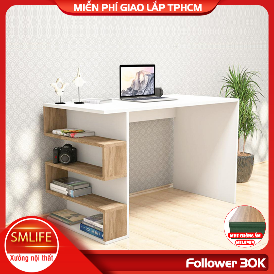 Bàn làm việc bằng gỗ hiện đại thiết kế nhỏ gọn SMLIFE Domino