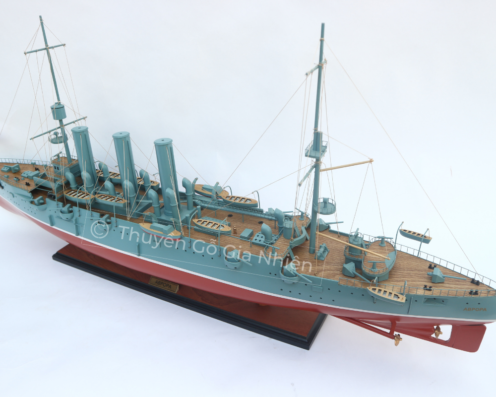 Mô Hình Thuyền Gỗ Trang Trí Phong Thủy Dạng Thuyền Chiến AURORA CRUISER Chính Hãng, Hàng Xuất Khẩu Chất Lượng Cao