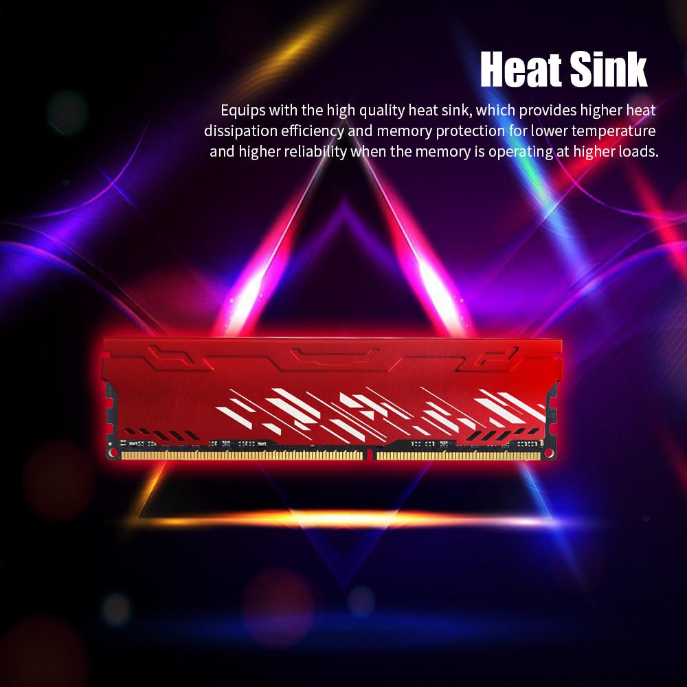 JUHOR DDR3 4GB 1600MHz 1.5V Desktop PC Memory Bank PC Memory RAM Low Power Consumption Wide Compatibility with Heat Sink